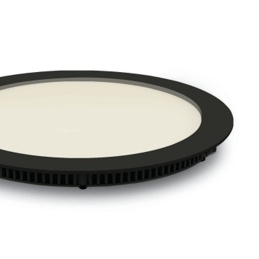 ONE Light Round Recessed Panels - inbouw plafondverlichting - Ø 22,3 x 2,2 cm - 18W LED incl. - IP40 - zwart - warm witte lichtkleur
