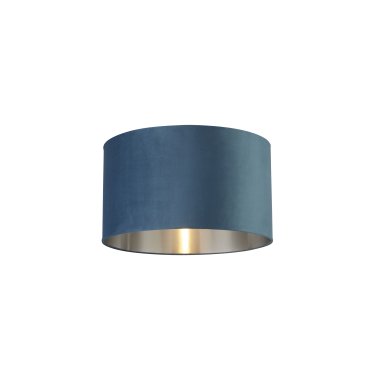 Searchlight Drum Shade - lampenkap - Ø 45 x 26 cm - blauwgroen en zilver