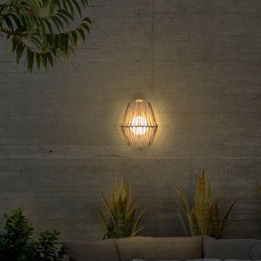 New Garden Sisine - buiten wandlamp met oplaadbare lichtbron en afstandsbediening - 22,5 x 11,5 x 24,5 cm - 9W dimbare LED incl. - IP54 - bruin
