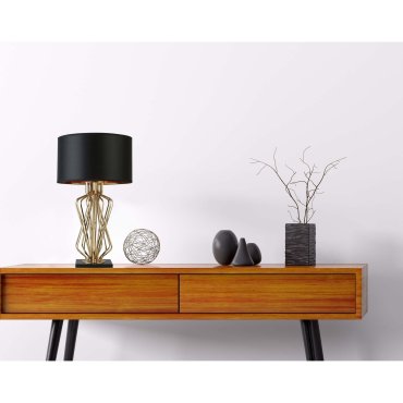 Searchlight Ethan - tafellamp - 72 cm - zwart en goud