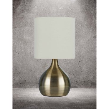 Searchlight Touch - tafellamp - 29 cm - 3 stappen dimbaar - wit en antiek messing