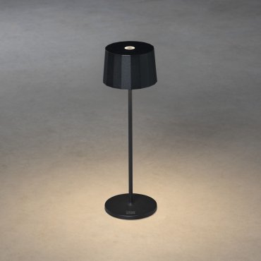 Konstsmide Positano - draadloze buiten tafellamp met laadstation - Ø 11 x 35 cm - 2,2W dimbare LED incl. - IP54 - zwart