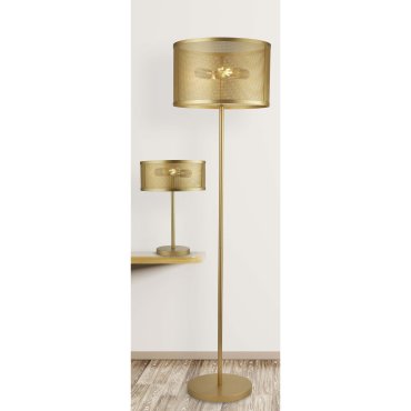 Searchlight Fishnet - staanlamp - 145 cm - mat goud