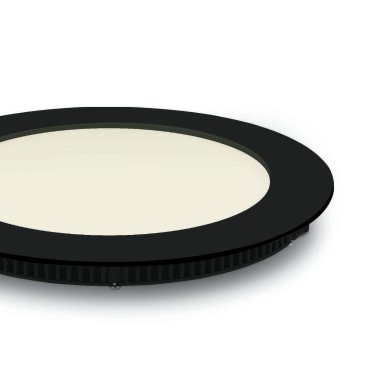 ONE Light Round Recessed Panel - inbouw plafondverlichting - Ø 17,3 x 2,2 cm - 12W LED incl. - IP40 - zwart - witte lichtkleur