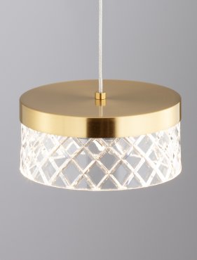 Nova Luce Bion - hanglamp - Ø 15 x 120 cm - 6W LED incl. - messing goud