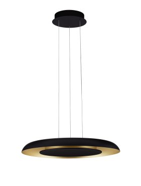 Nova Luce Epos - hanglamp - Ø 60 x 145 cm - 38W dimbare LED incl. - zandzwart en geborsteld goud