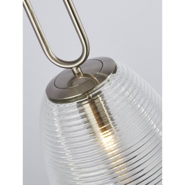 Searchlight Elixir - hanglamp - Ø 24 x 130 cm - transparant en satijn nikkel