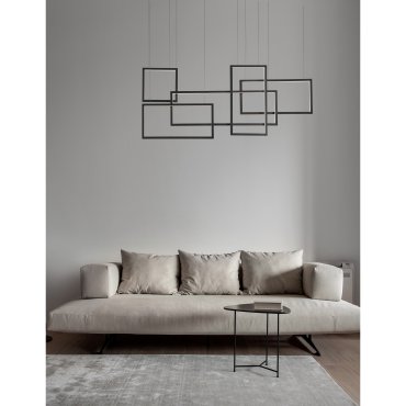Nova Luce Cornice - hanglamp - 120 x 160 cm - 80W dimbare LED incl. - zand zwart