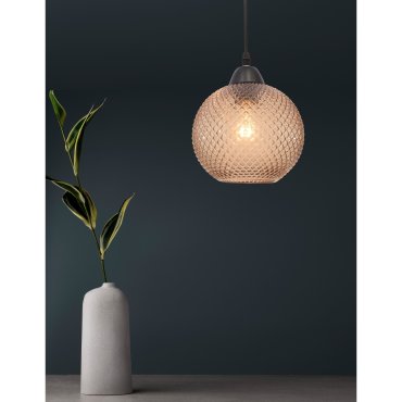 Nova Luce Porto - hanglamp - Ø 18 x 140 cm - oker glas