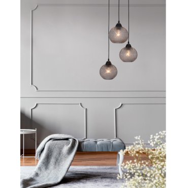 Nova Luce Porto - hanglamp - Ø 30 x 160 cm - donkergrijs en zwart