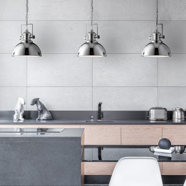 Searchlight Industrial Pendants - hanglamp - Ø 39 x 150 cm - chroom
