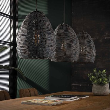 Vico Armor - hanglamp - 128 x 28 x 150 cm - zwart bruin