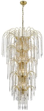 Searchlight Waterfall - luster - Ø 58 x 264 cm - goud en transparant