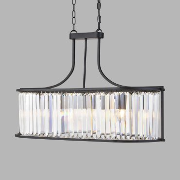 Searchlight Victoria - hanglamp - 78 x 30 x 150 cm - mat zwart en transparant