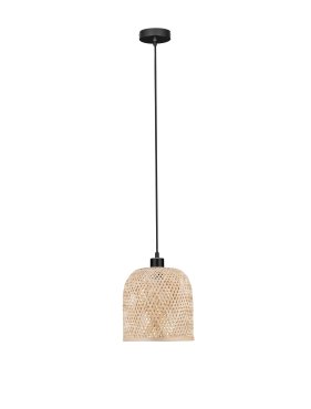 Nova Luce Intra - hanglamp - Ø 23 x 130 cm - natuurlijk bamboe en zwart