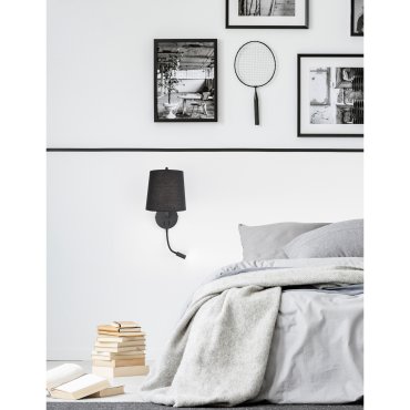 Nova Luce Sage - wandverlichting met schakelaar - 20 x 29 x 59 cm - 3W LED incl. - zwart