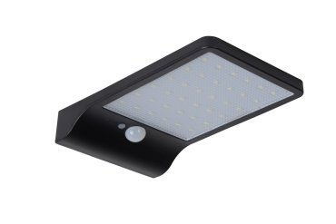 Lucide Basic - wandlamp met sensor op zonne-energie - 11 x 19 x 3,5 cm - 3W LED incl. - IP44 - zwart