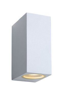 Lucide Zora 2 - buiten wandlamp - 6,5 x 9 x 15 cm - 2 x 5W dimbare LED incl. - IP44 - wit