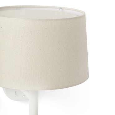 Faro Windsor - wandlamp met leeslamp - Ø 29 x 49,9 x 26,5 cm - mat wit en linnen