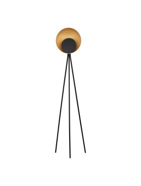 Nova Luce Kitro - vloerlamp - Ø 34 x 151 cm - 12W LED incl. - mat zwart en goud
