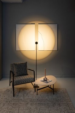 ETH Jake Round - vloerlamp - Ø 20 x 154 cm - 3 stappen dimbaar - 9W LED incl. - zwart