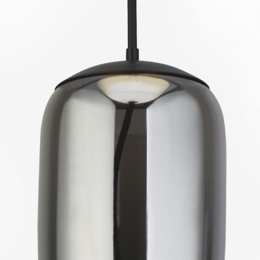 Searchlight Lisbon - hanglamp - Ø 18 x 150 cm - 6W LED incl. - zwart en gerookt glas