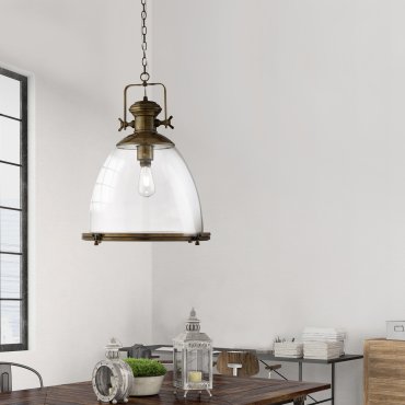Searchlight Industrial Pendants - hanglamp - Ø 49 x 200 cm - antiek messing