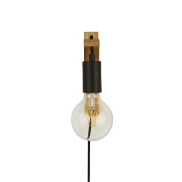 Searchlight Woody - stekkerwandlamp - 4,3 x 20 cm - zwart en bruin