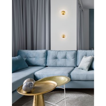 Nova Luce Esil - wandverlichting - Ø 16 x 10,7 cm - 4W LED incl. - messing goud en transparant