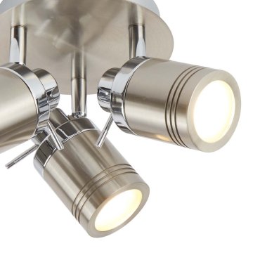 TWEEDEKANS - Searchlight Samson - opbouwspot 3L - Ø 28 x 16 cm - IP44 - satijn zilver