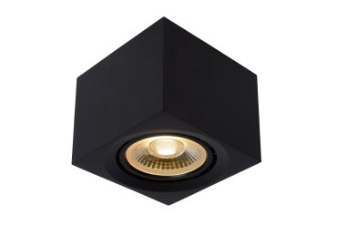 Lucide Fedler - opbouwspot - 12 x 12 x 8,5 cm - 12W dimbare LED incl. - dim to warm - zwart
