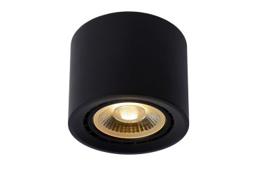 Lucide Fedler - opbouwspot - Ø 12 x 8,5 cm - 12W dimbare LED incl. - dim to warm - zwart
