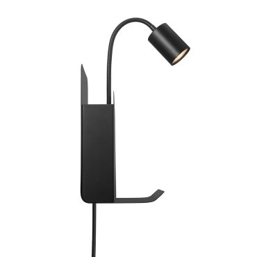 Nordlux Roomi - wandlamp met schakelaar en dubbele USB-poort - 16,5 x 24,8 x 28,2 cm - zwart