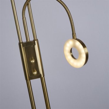 TWEEDEKANS - Searchlight Mother &amp; Child - staanlamp met leeslamp - Ø28 x 193 cm - 25,5W + 5W dimbare LED incl. - satijn messing