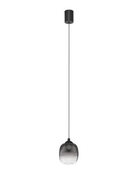Nova Luce Kita - hanglamp - Ø 10 x 125 cm - 6W LED incl. - zandzwart en rokerig glas