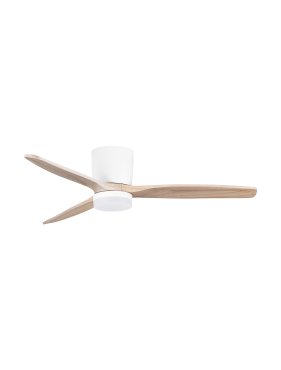 Nova Luce Aloa - plafondventilator met licht en afstandsbediening - Ø 132 x 27,5 cm - 18W LED incl. - zandwit en natuurlijk hout