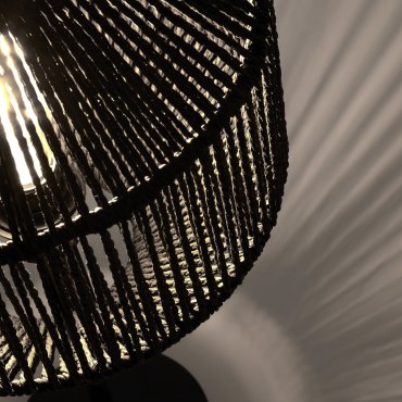 Searchlight Wicker - tafellamp - Ø 30,5 x 55 cm - mat zwart