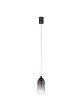 Nova Luce Kita - hanglamp - Ø 7 x 154 cm - 6W LED incl. - zandzwart en rokerig glas