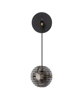 Nova Luce Las - wandlamp - Ø 15 x 52 cm - 13W LED incl. - zandzwart, goud en rokerig grijs
