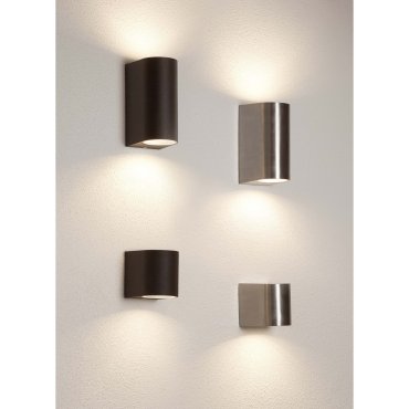 Searchlight Stratton - buiten wandverlichting - 7 x 8 cm - IP44 - satijn zilver