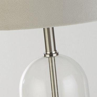 Searchlight Oxford - tafellamp - Ø 38 x 51 cm - satijn nikkel, zilver en grijs