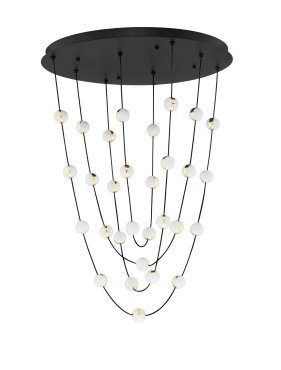 Nova Luce Alcinoe - hanglamp - Ø 84 x 120 cm - 102W dimbare LED incl. - mat zwart en goud