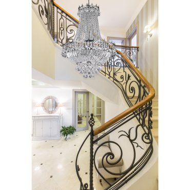Searchlight Versailles - luster - Ø 55 x 132 cm - chroom en transparant