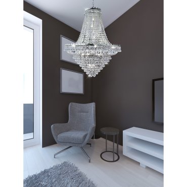 Searchlight Versailles - luster - Ø 102 x 350 cm - chroom en transparant