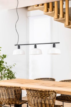 Faro Tatawin - hanglamp 3L - 16,6 x 100 x 210 cm - zwart/melkglas