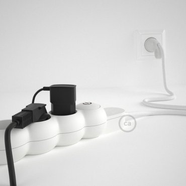 Creative Cables - stekkerdoos met 1 meter snoer - 4 aansluitpunten - BE/FR versie met aardingspin - wit