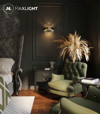 Maxlight Prince - wandverlichting - 25 x 16 x 30 cm - 12W LED incl. - goud