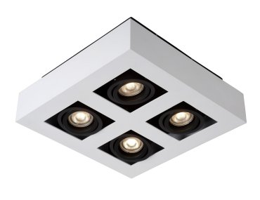 Lucide Xirax - opbouwspot - 25 x 25 x 8,8 cm - 4 x 5W dimbare LED incl. - dim to warm - wit