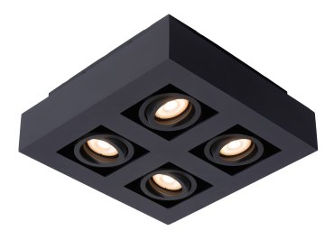 Lucide Xirax - opbouwspot 4L - 25 x 8 cm - 4 x 5W dimbare LED incl. - dim to warm - zwart