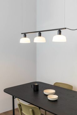 Faro Tatawin - hanglamp 3L - 8,1 x 100 x 210 cm - zwart/melkglas